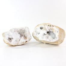 Load image into Gallery viewer, Large clear quartz crystal geode pair | ASH&amp;STONE Crystal Shop Auckland NZ
