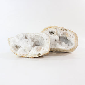 Large clear quartz crystal geode pair | ASH&STONE Crystal Shop Auckland NZ