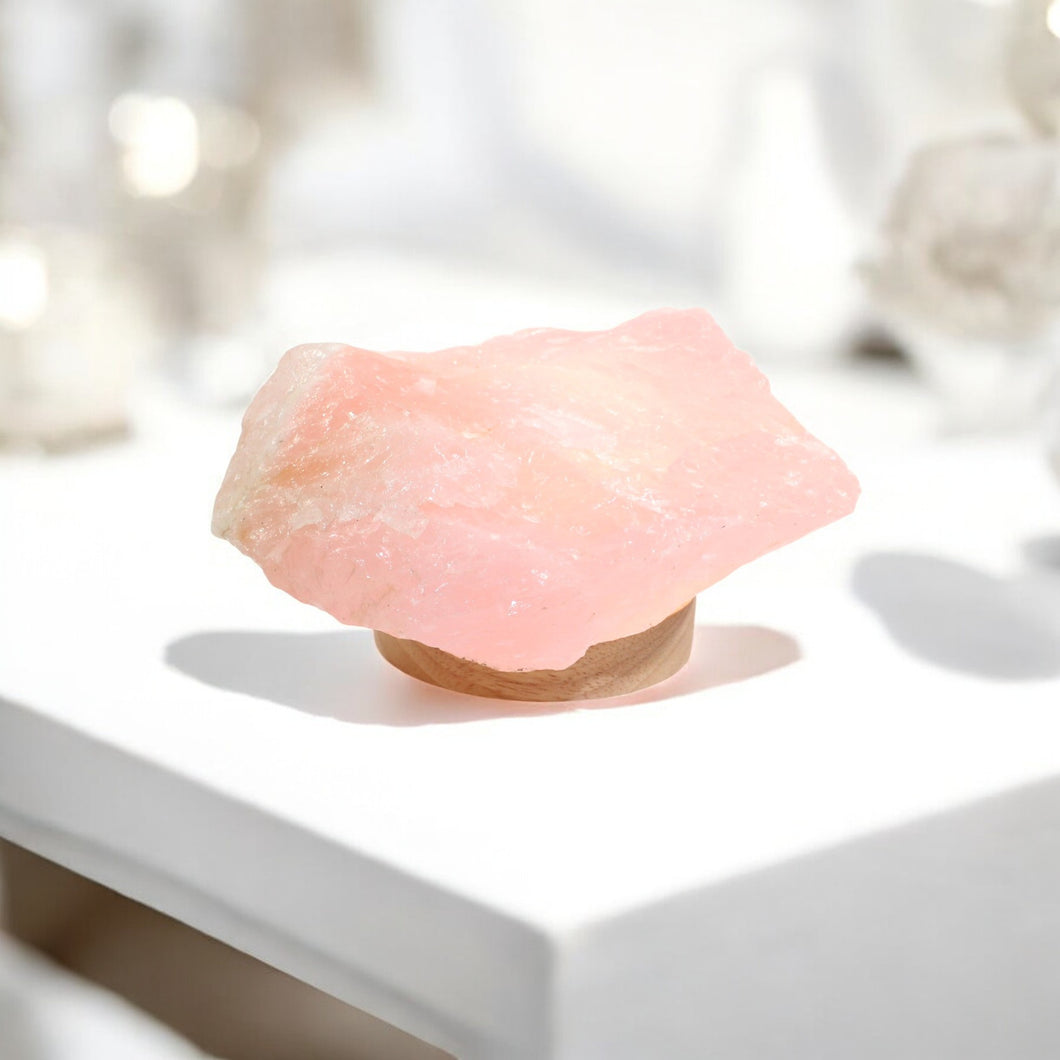 Large AA-Grade rose Quartz crystal on removable lamp base 2.96kg | ASH&STONE Crystal Shop Auckland NZ