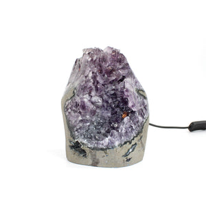 Large amethyst crystal cluster lamp 3.9kg polished edging | ASH&STONE Crystals Shop Auckland NZ