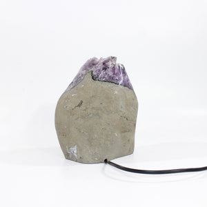 Large amethyst crystal cluster lamp 3.9kg polished edging | ASH&STONE Crystals Shop Auckland NZ