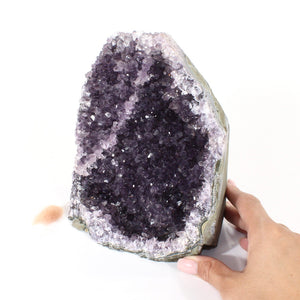 Large amethyst crystal cluster with cut base 3.42kg | ASH&STONE Crystals Shop Auckland NZ