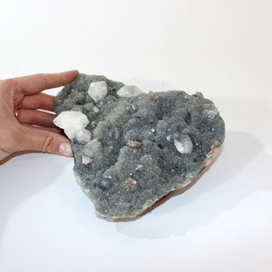 Large apophyllite on blue chalcedony crystal cluster 1.78kg | ASH&STONE Crystals Shop Auckland NZ