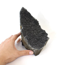 Load image into Gallery viewer, Large black amethyst crystal druzy with cut base 2.04kg | ASH&amp;STONE Crystals Shop Auckland NZ
