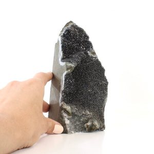 Large black amethyst crystal druzy with cut base 1.39kg | ASH&STONE Crystals Shop Auckland NZ