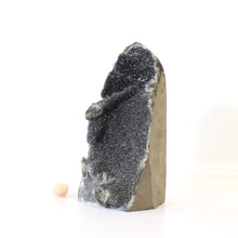 Load image into Gallery viewer, Large black amethyst crystal druzy with cut base 1.39kg | ASH&amp;STONE Crystals Shop Auckland NZ
