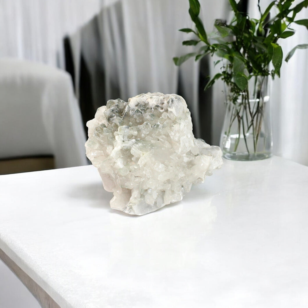 Large clear quartz crystal cluster with chlorite 6.47kg | ASH&STONE Crystals Shop Auckland NZ