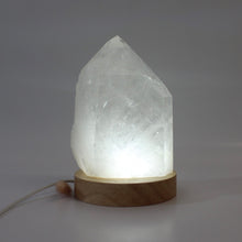 Load image into Gallery viewer, Large clear quartz crystal point on LED lamp base | ASH&amp;STONE Crystals Shop Auckland NZ
