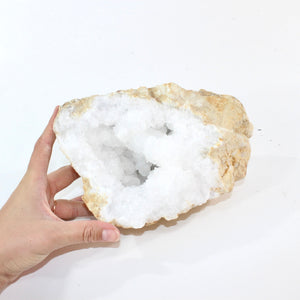 Large clear quartz crystal geode half 4.22kg | ASH&STONE Crystal Shop Auckland NZ