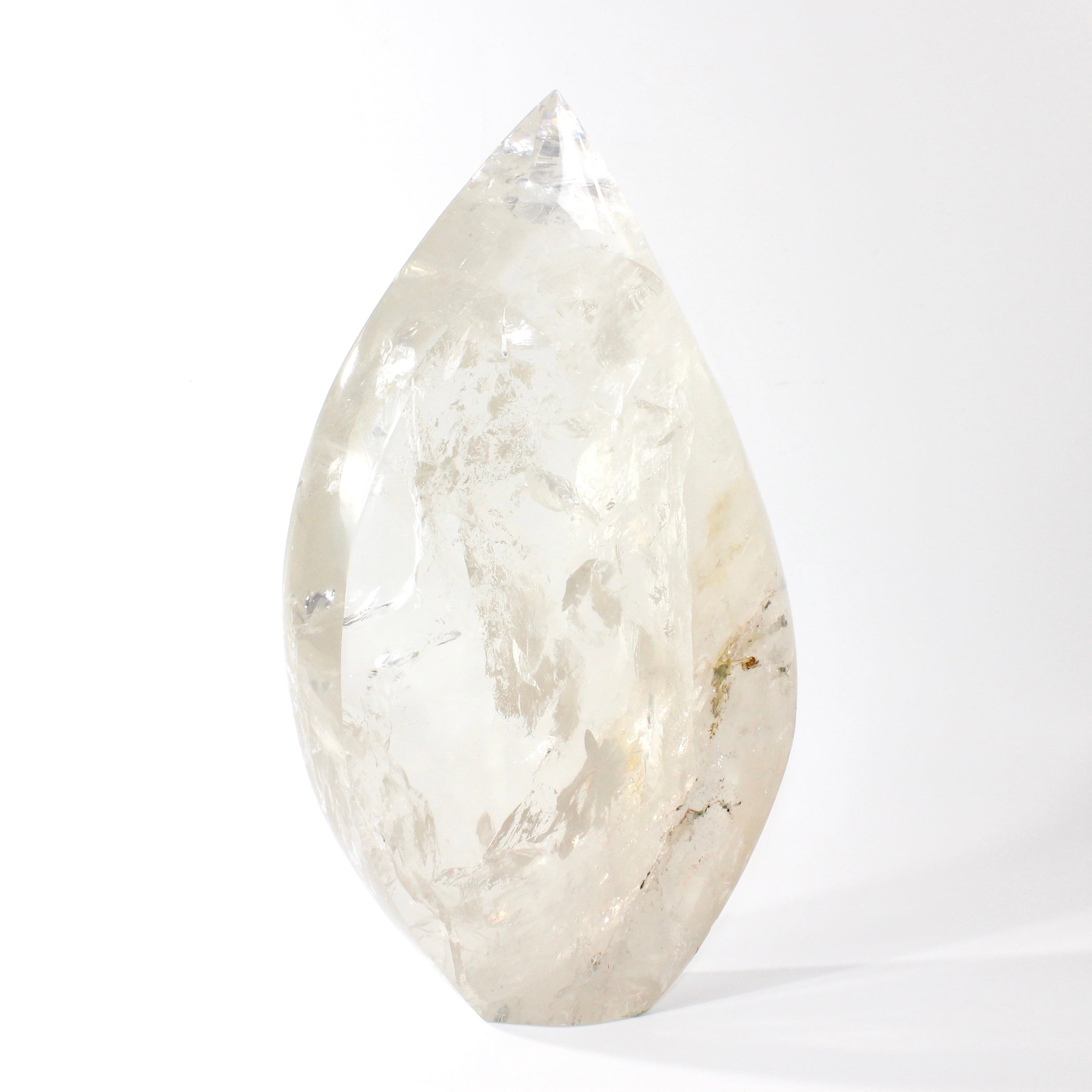 Large Clear Quartz Polished Crystal Flame ASH&STONE
