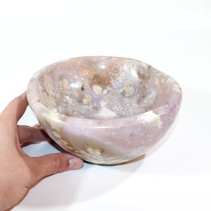 Large flower agate polished crystal bowl 2.4kg | ASH&STONE Crystals Shop Auckland NZ