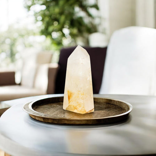 Large golden healer in quartz polished crystal tower 1.64kg | ASH&STONE Crystal Shop Auckland NZ