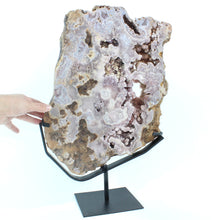 Load image into Gallery viewer, Extra large pink amethyst crystal slab on removable stand 17.5kg | ASH&amp;STONE Crystal Shop Auckland NZ
