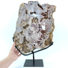 Load image into Gallery viewer, Extra large pink amethyst crystal slab on removable stand 17.5kg | ASH&amp;STONE Crystal Shop Auckland NZ
