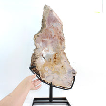 Load image into Gallery viewer, Extra large pink amethyst crystal slab on removable stand 8.32kg | ASH&amp;STONE Crystal Shop Auckland NZ
