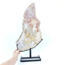 Load image into Gallery viewer, Extra large pink amethyst crystal slab on removable stand 8.32kg | ASH&amp;STONE Crystal Shop Auckland NZ
