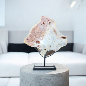 Large pink amethyst crystal slab on removable stand 7.9kg | ASH&STONE Crystal Shop Auckland NZ