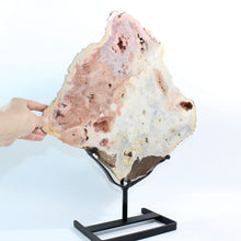 Load image into Gallery viewer, Large pink amethyst crystal slab on removable stand 7.9kg | ASH&amp;STONE Crystal Shop Auckland NZ
