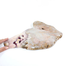 Load image into Gallery viewer, Large pink amethyst crystal slab on removable stand 4.65kg | ASH&amp;STONE Crystal Shop Auckland NZ
