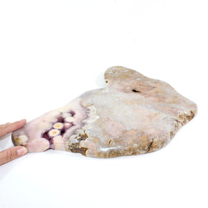 Large pink amethyst crystal slab on removable stand 4.65kg | ASH&STONE Crystal Shop Auckland NZ