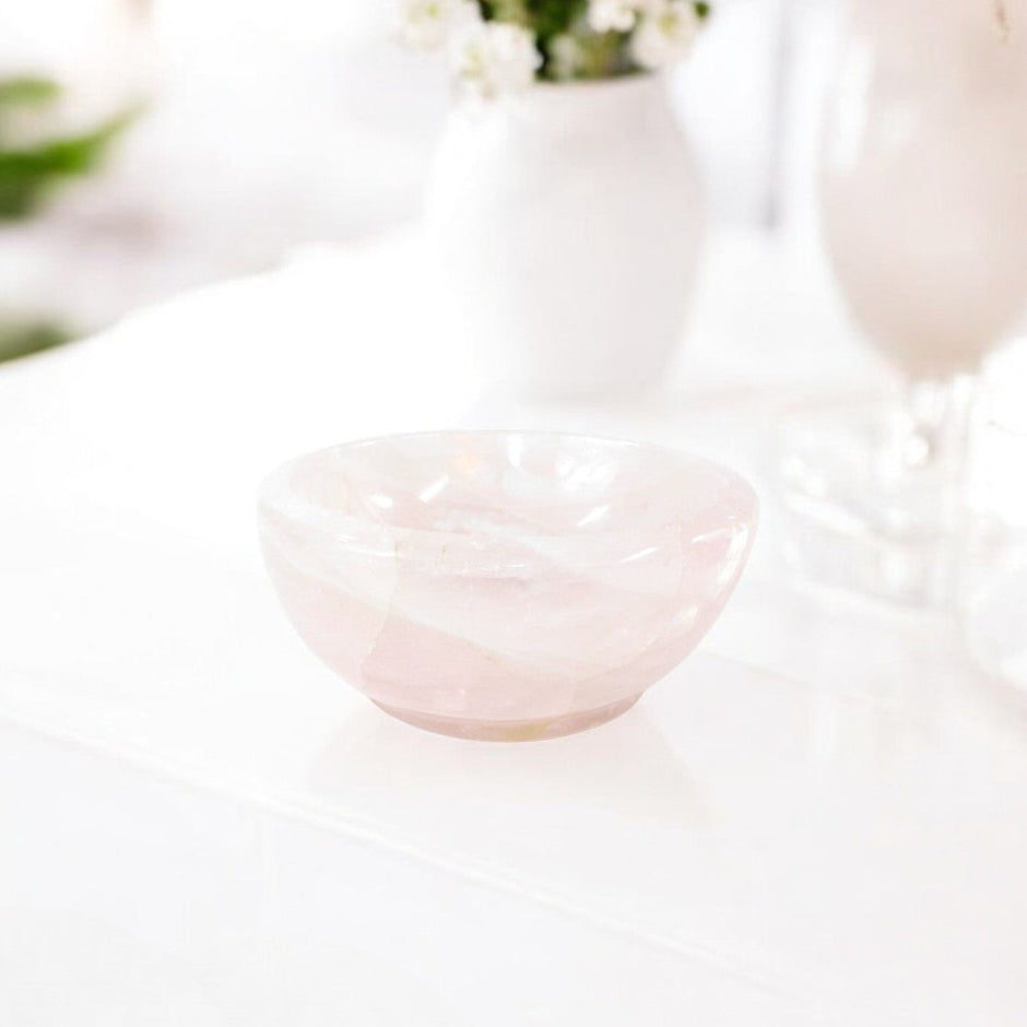 Large rose quartz crystal bowl 1.9kg | ASH&STONE Crystal Shop Auckland NZ