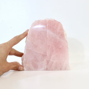 Large rose quartz crystal bookends 2.8kg | ASH&STONE Crystals Shop Auckland NZ