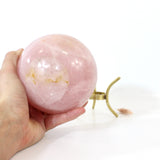 Large high grade rose quartz crystal polished sphere with stand 2.27kg | ASH&STONE Crystals Shop Auckland NZ 