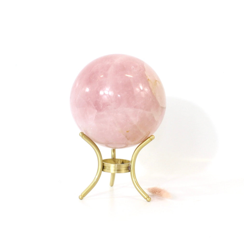 Large high grade rose quartz crystal polished sphere with stand 2.27kg | ASH&STONE Crystals Shop Auckland NZ 