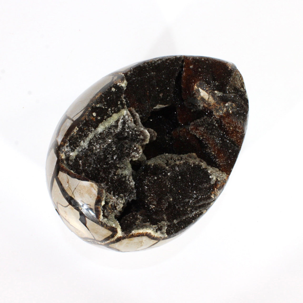 Large black septarian crystal egg 3.26kg | ASH&STONE Crystals Shop Auckland NZ
