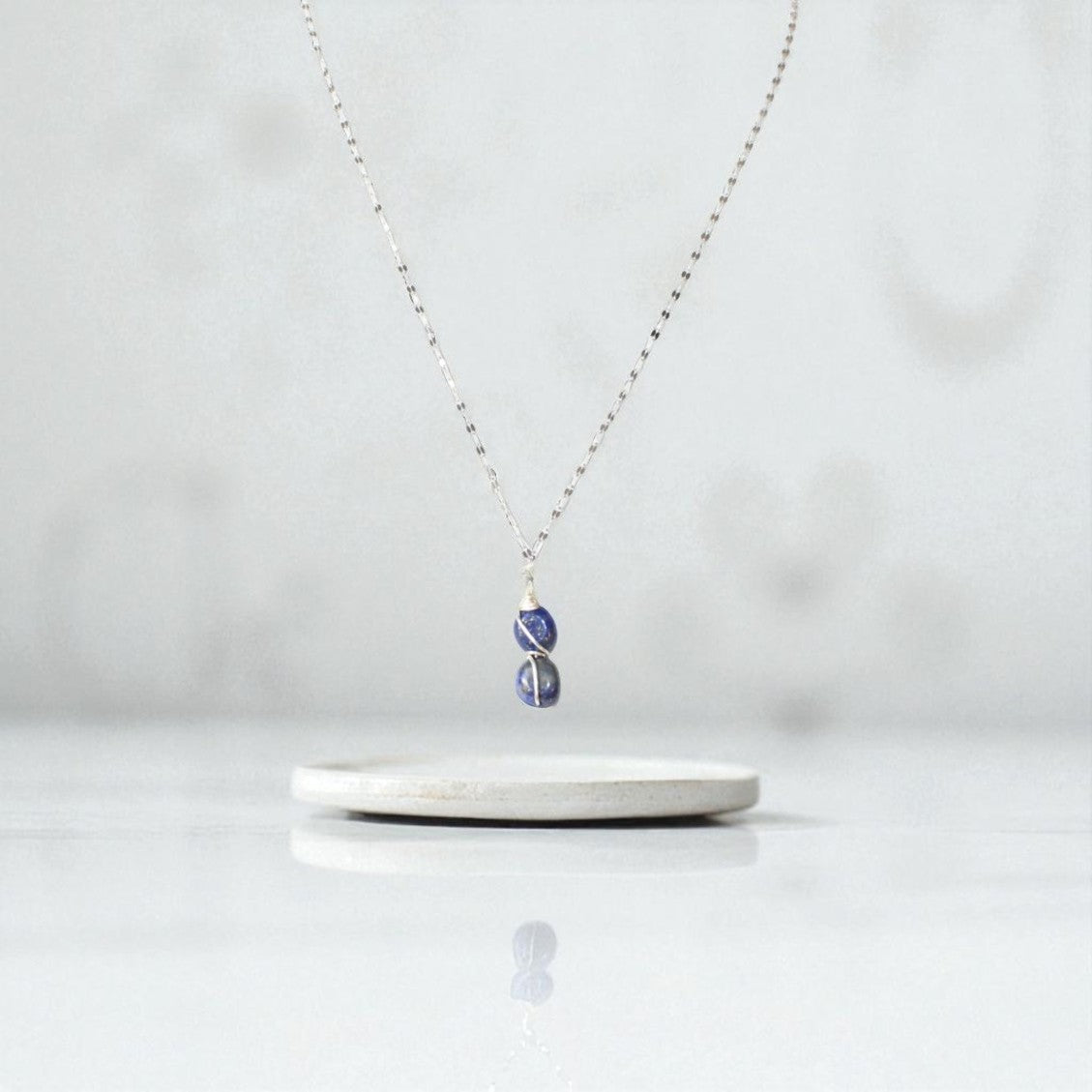 NZ-made lapis lazuli crystal drop on sterling silver necklace | ASH & STONE, one of a kind crystal jewellery. Free express shipping. 