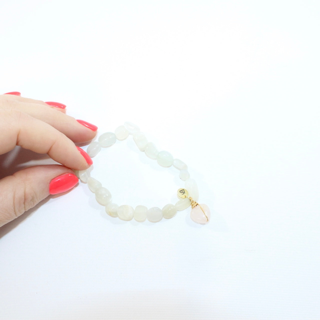 Moonstone with Rose Quartz Heart crystal bracelet | ASH&STONE jewellery shop Auckland NZ. AfterPay available.