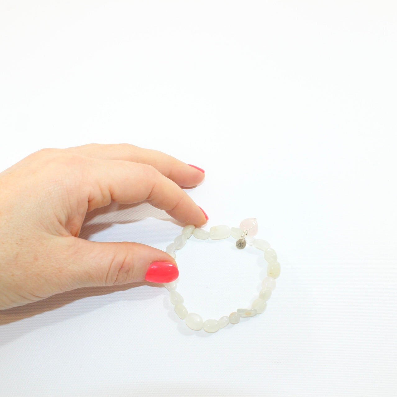 Moonstone with Rose Quartz Heart crystal bracelet | ASH&STONE jewellery shop Auckland NZ. AfterPay available.