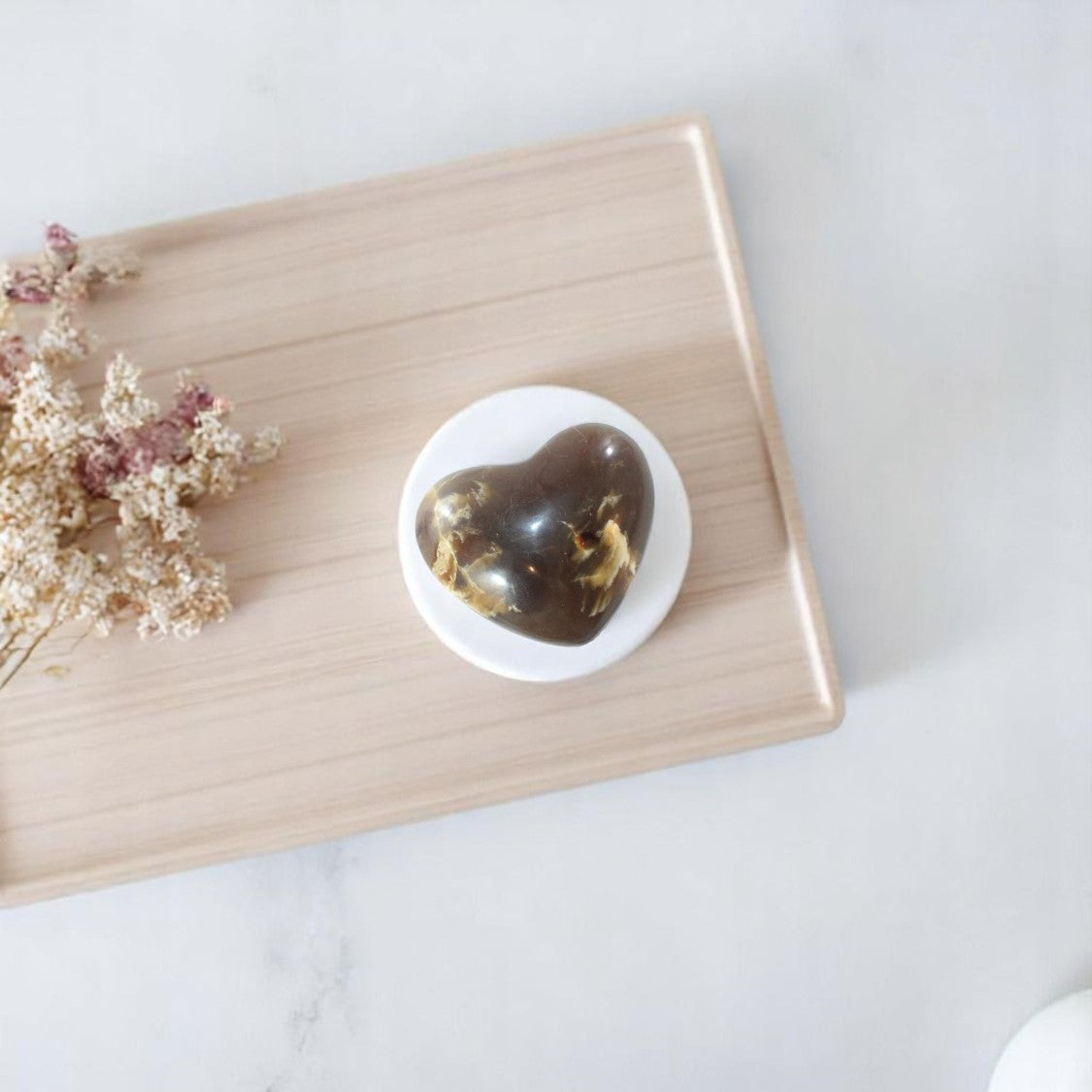 Genuine amber polished heart | ASH&STONE Crystal Shop Auckland NZ