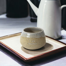 Load image into Gallery viewer, Bespoke NZ handmade &#39;I Am Worthy&#39; ceramic tumbler  | ASH&amp;STONE Ceramics Shop Auckland NZ
