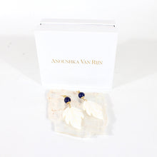 Load image into Gallery viewer, Lapis lazuli crystal leaf earrings by Anoushka Van Rijn | ASH&amp;STONE Crystal Jewellery Auckland NZ
