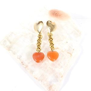 Orange heart carnelian earrings by Anoushka Van Rijn | ASH&STONE Crystal Jewellery Shop Auckland NZ