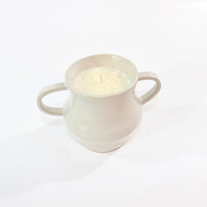 NZ-made ceramic jar candle with clear quartz crystal sprinkles | ASH&STONE Ceramics Shop Auckland NZ