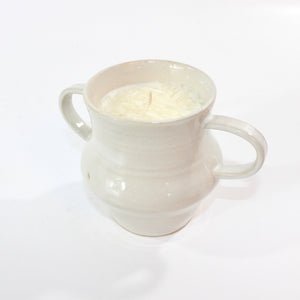 NZ-made ceramic jar candle with clear quartz crystal sprinkles | ASH&STONE Ceramics Shop Auckland NZ