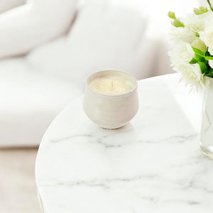 NZ-made ceramic jar candle with clear quartz crystals | ASH&STONE Candle Shop Auckland NZ