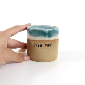 'LOVE YOU' bespoke NZ handmade ceramic tumbler