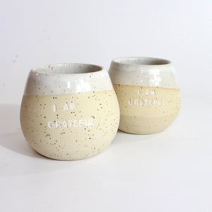 'I Am Grateful' bespoke NZ handmade ceramic tumbler | ASH&STONE Ceramics Shop Auckland NZ