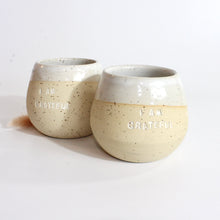 Load image into Gallery viewer, &#39;I Am Grateful&#39; bespoke NZ handmade ceramic tumbler | ASH&amp;STONE Ceramics Shop Auckland NZ
