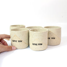 Load image into Gallery viewer, Bespoke NZ handmade &#39;Love You&#39; ceramic tumbler | ASH&amp;STONE Ceramics Shop Auckland NZ
