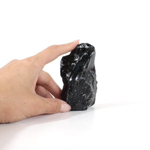 Black obsidian chunk cut base | ASH&STONE Crystals Shop Auckland NZ