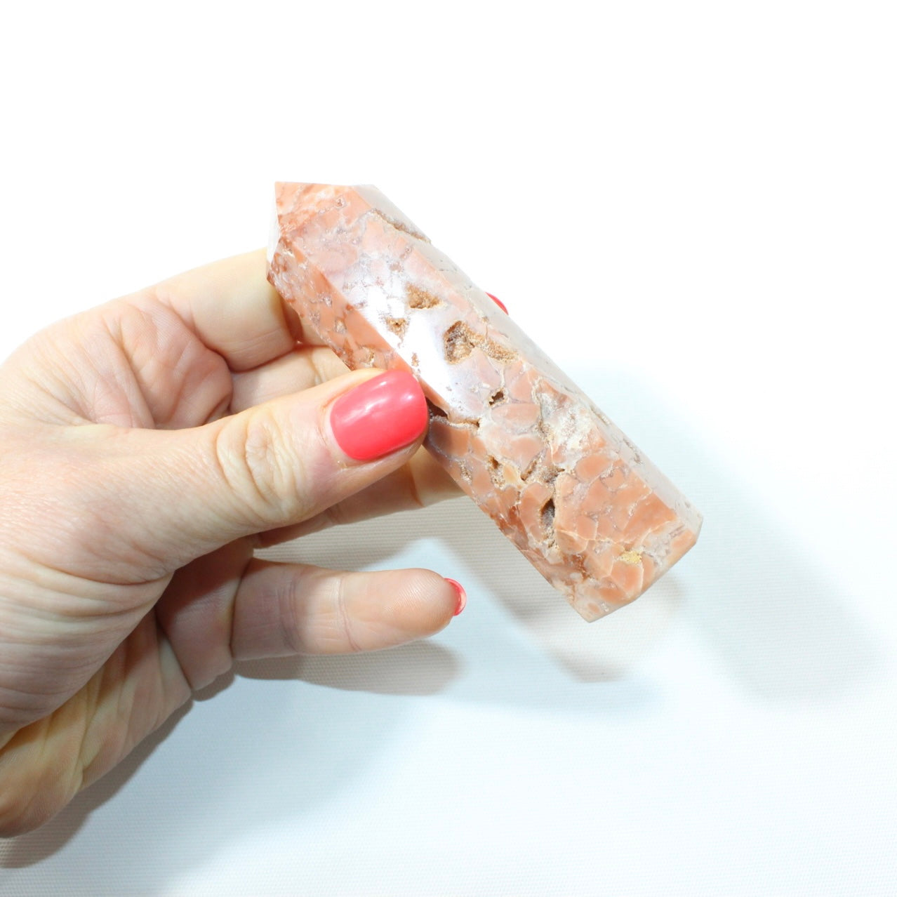 Pink Brecciated agate polished crystal tower. Free express shipping. Shop online from ASH&STONE Crystal Shop. 