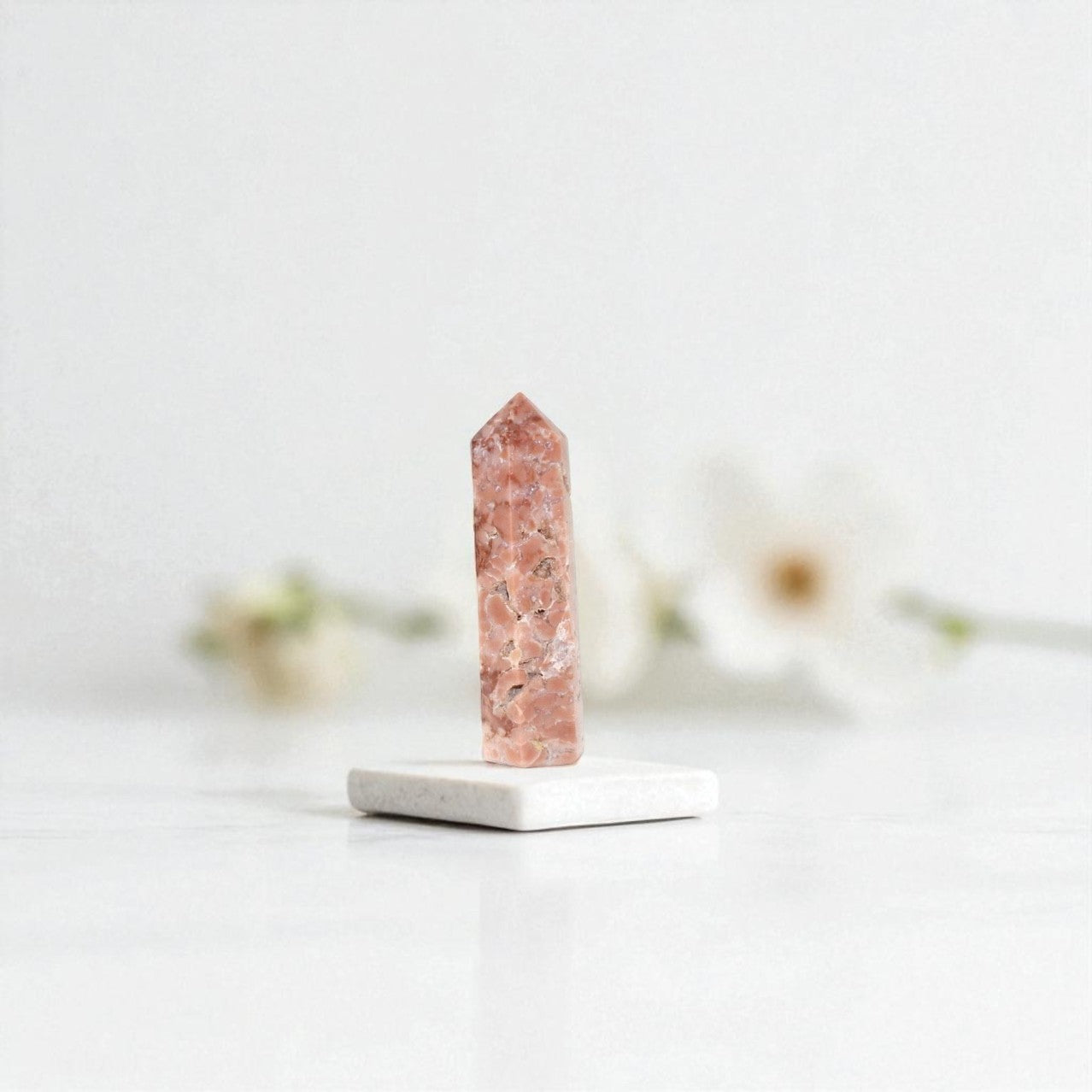 Pink Brecciated agate polished crystal tower. Free express shipping. Shop online from ASH&STONE Crystal Shop. 