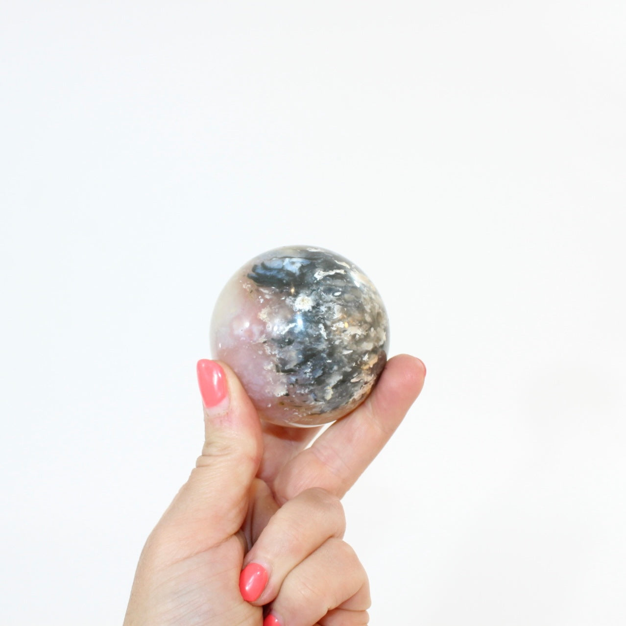 Plum Agate Polished Crystal Sphere on stand | ASH & STONE. Free express shipping.