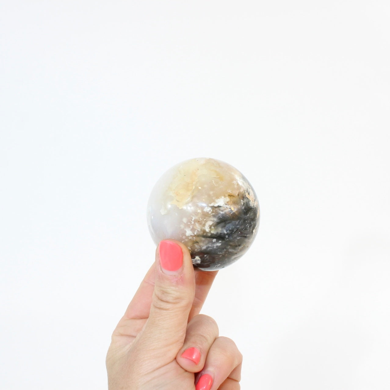 Plum Agate Polished Crystal Sphere on stand | ASH & STONE. Free express shipping.