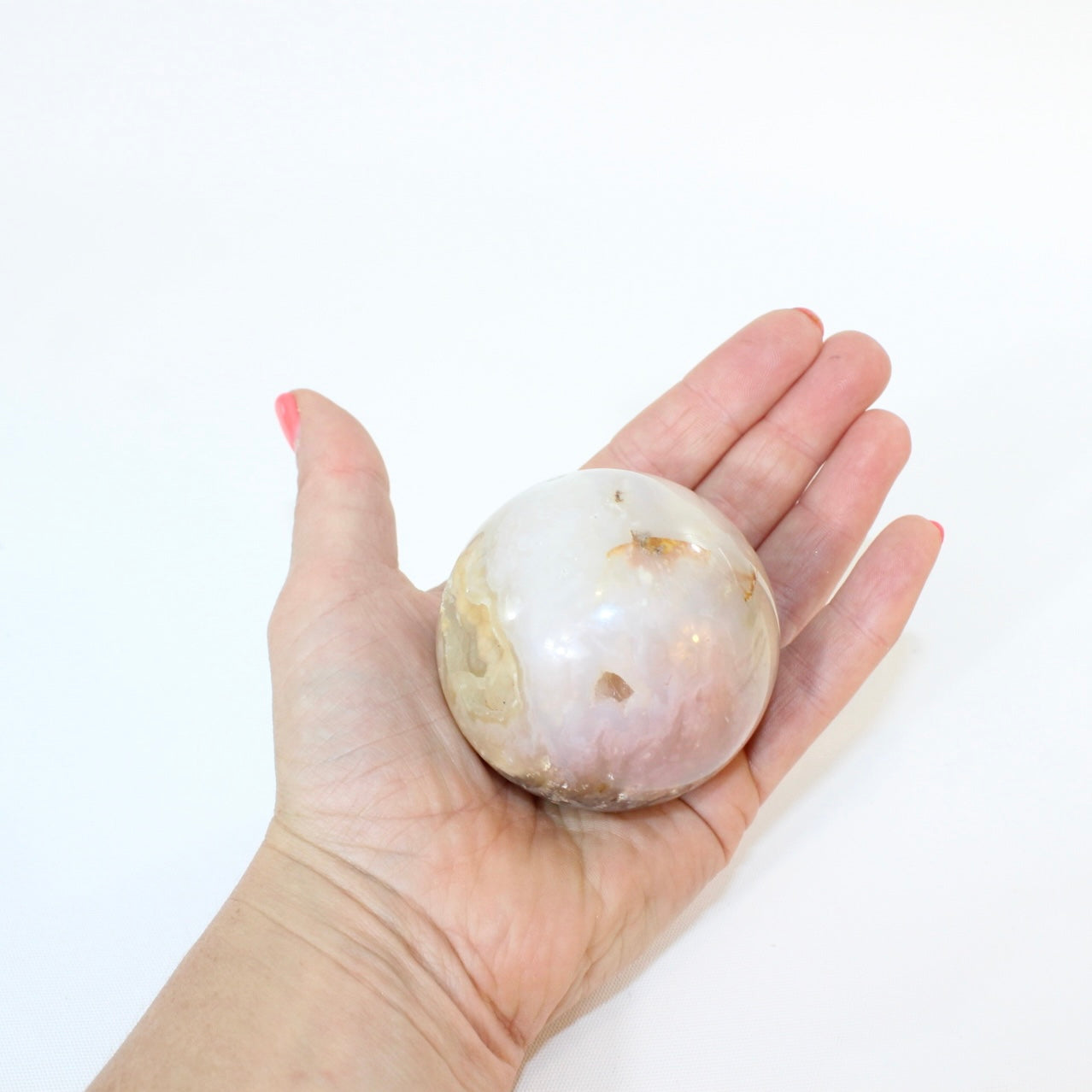 Plum Agate Polished Crystal Sphere on stand | ASH & STONE. Free express shipping.