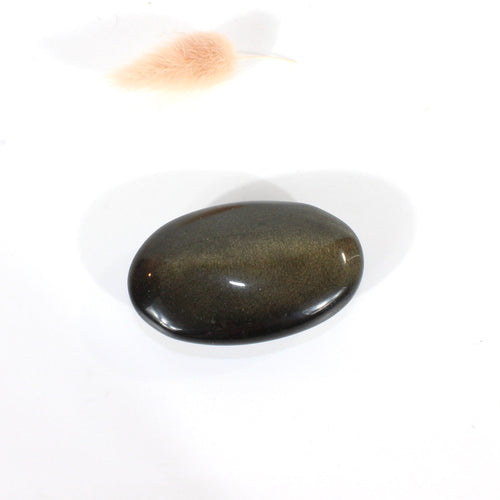 Polished sheen obsidian palm stone | ASH&STONE Crystals Shop Auckland NZ